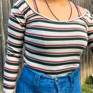 Striped 90s style bodysuit